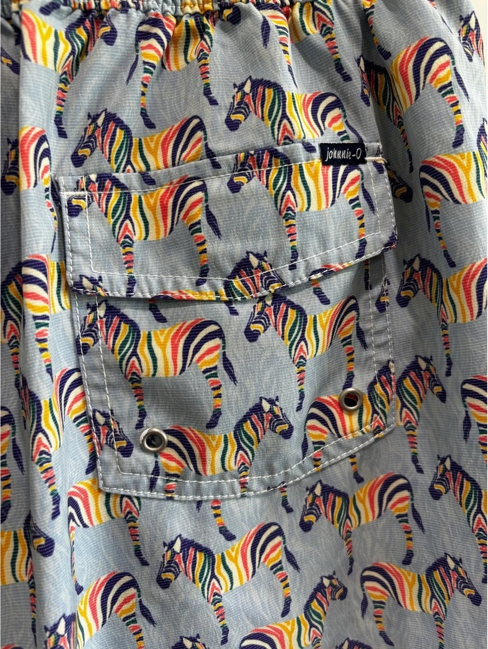 johnnie-O Lorne Men's Gulf Blue Rainbow Zebra Swim Trunks Board Shorts small
